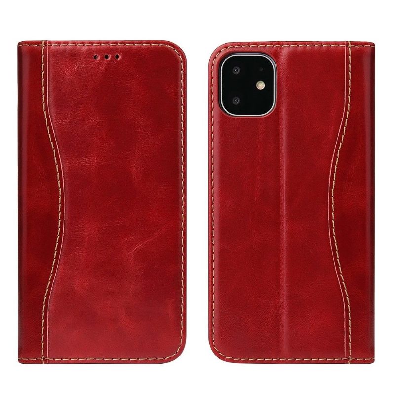 Flip Case iPhone 11 Pro Hemming Aitoa Nahkaa Paljastavat Saumat