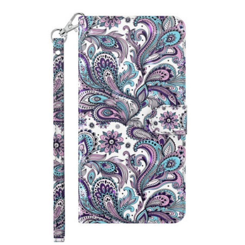 Flip Case Google Pixel 7 Pro Suojaketju Kuori Strappy Paisley -kuvio