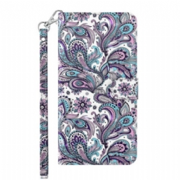 Flip Case Google Pixel 7 Pro Suojaketju Kuori Strappy Paisley -kuvio