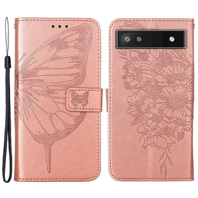 Kotelot Google Pixel 6a Butterfly Flower -korttikotelo