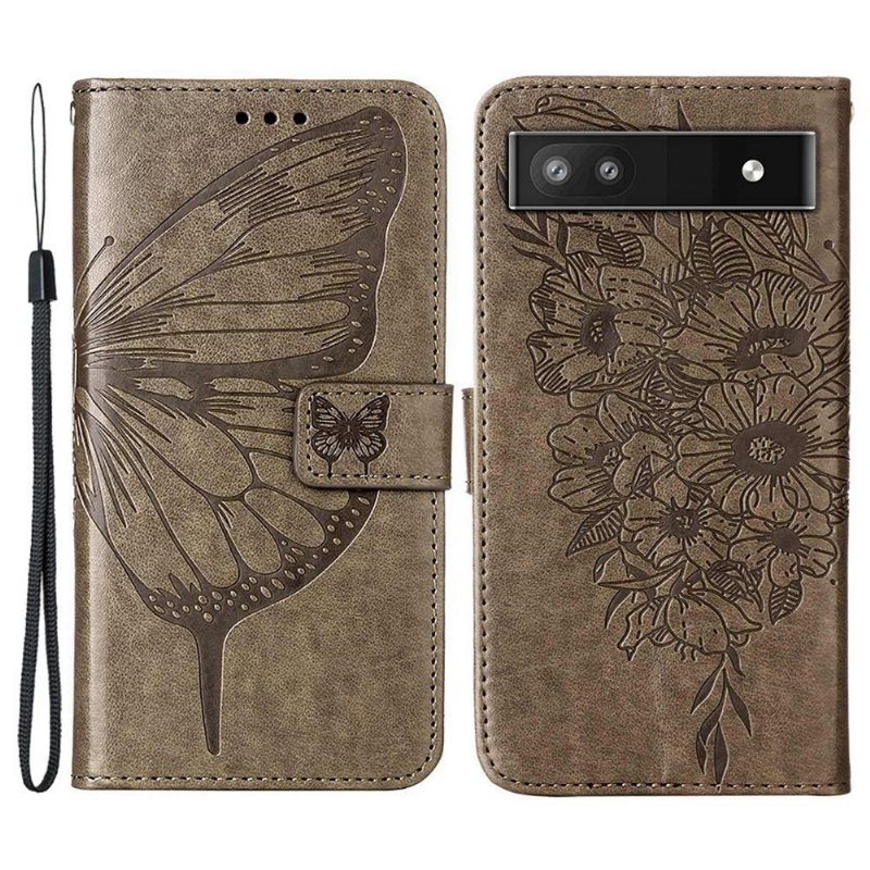 Kotelot Google Pixel 6a Butterfly Flower -korttikotelo