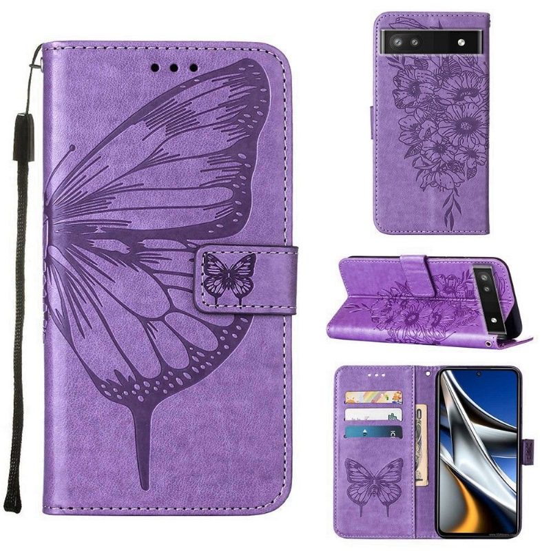 Kotelot Google Pixel 6a Butterfly Flower -korttikotelo