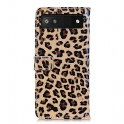 Kotelot Google Pixel 6a Suojakuori Faux Leather Leopard Style