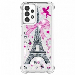 Kuori Samsung Galaxy A13 Eiffel-tornin Paljetteja