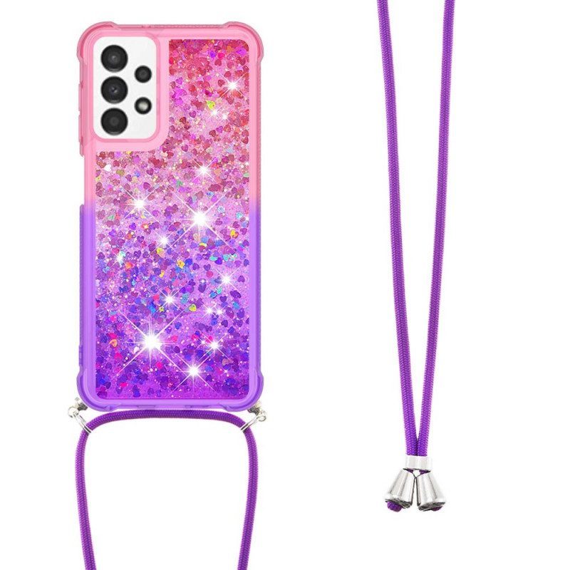 Kuori Samsung Galaxy A13 Kiristysnyörillä Glitter Silikoni Johto