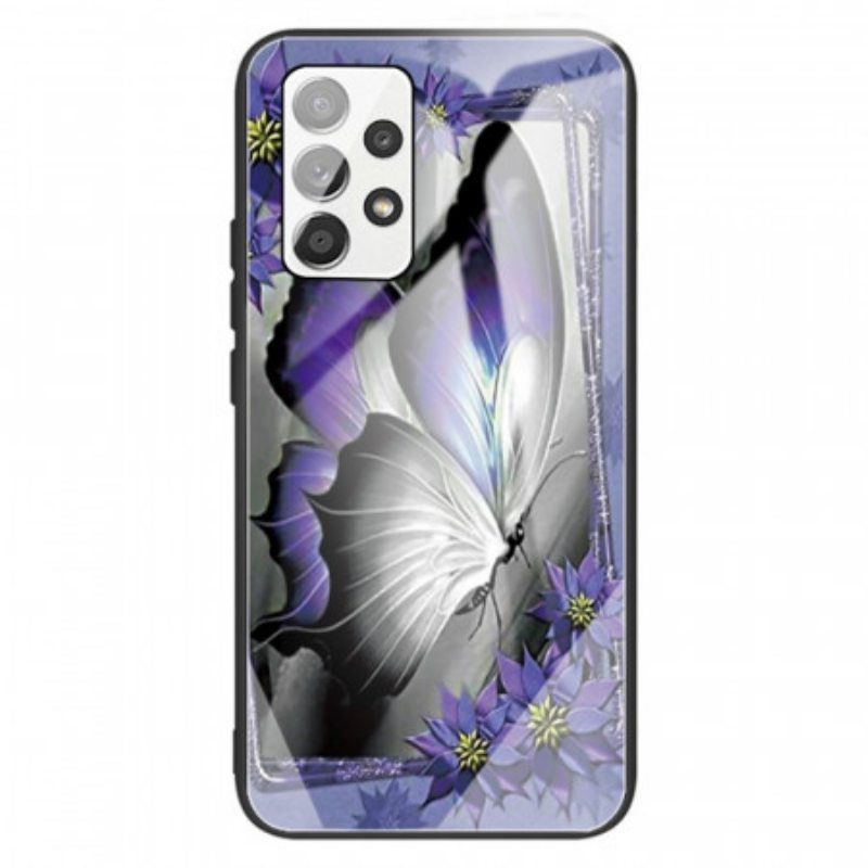 Kuori Samsung Galaxy A13 Purple Butterfly Karkaistu Lasi