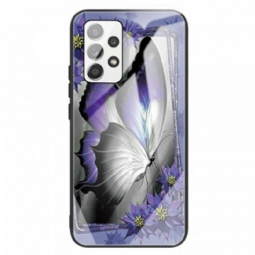 Kuori Samsung Galaxy A13 Purple Butterfly Karkaistu Lasi