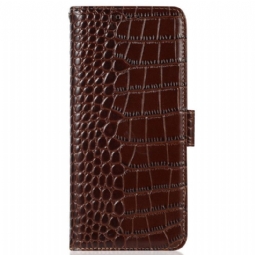 Flip Case Poco X4 GT Rfid Crocodile Style Aitoa Nahkaa