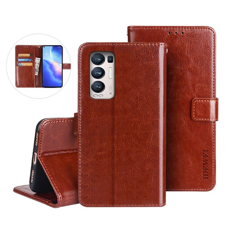 Flip Case Oppo Find X3 Neo Hemming Kotelot Flip Idewei Folio -nahkaefekti