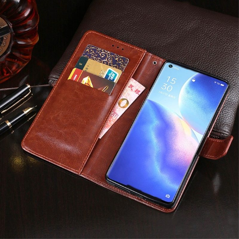 Flip Case Oppo Find X3 Neo Hemming Kotelot Flip Idewei Folio -nahkaefekti