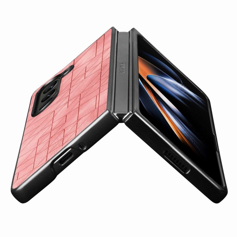 Kuori Samsung Galaxy Z Fold 5 Geometriset Keinonahkakuviot Suojakuori