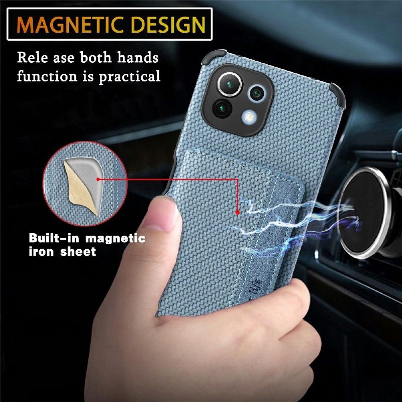 Case Xiaomi Mi 11 Lite 5G NE / Mi 11 Lite / Mi 11 Lite 5G Murtumaton Puhelinkuoret Carbon Fiber -korttipidike