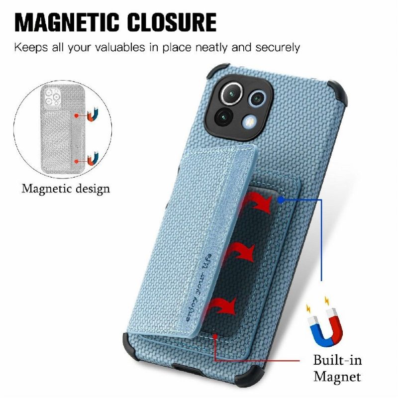 Case Xiaomi Mi 11 Lite 5G NE / Mi 11 Lite / Mi 11 Lite 5G Murtumaton Puhelinkuoret Carbon Fiber -korttipidike