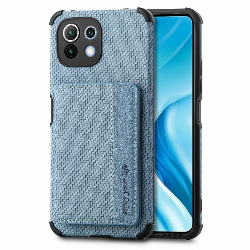 Case Xiaomi Mi 11 Lite 5G NE / Mi 11 Lite / Mi 11 Lite 5G Murtumaton Puhelinkuoret Carbon Fiber -korttipidike