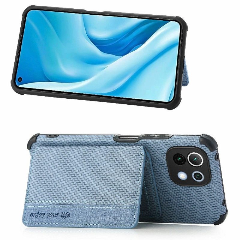 Case Xiaomi Mi 11 Lite 5G NE / Mi 11 Lite / Mi 11 Lite 5G Murtumaton Puhelinkuoret Carbon Fiber -korttipidike