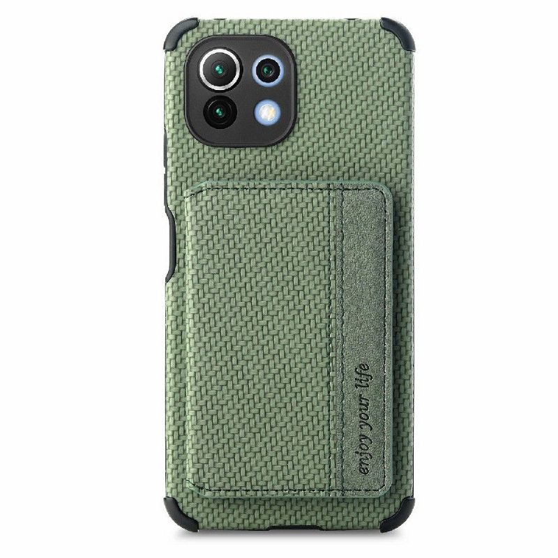 Case Xiaomi Mi 11 Lite 5G NE / Mi 11 Lite / Mi 11 Lite 5G Murtumaton Puhelinkuoret Carbon Fiber -korttipidike