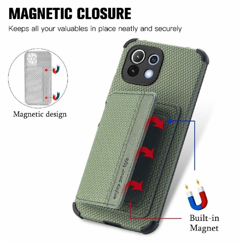 Case Xiaomi Mi 11 Lite 5G NE / Mi 11 Lite / Mi 11 Lite 5G Murtumaton Puhelinkuoret Carbon Fiber -korttipidike