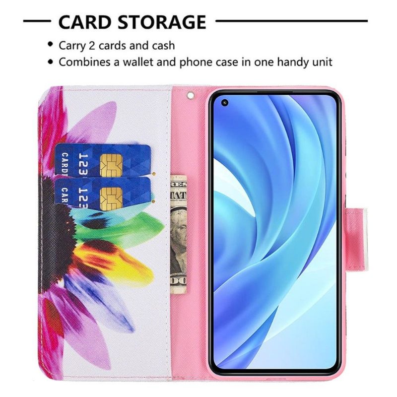 Flip Case Xiaomi Mi 11 Lite 5G NE / Mi 11 Lite / Mi 11 Lite 5G Hemming Kotelot Flip Värilliset Terälehdet