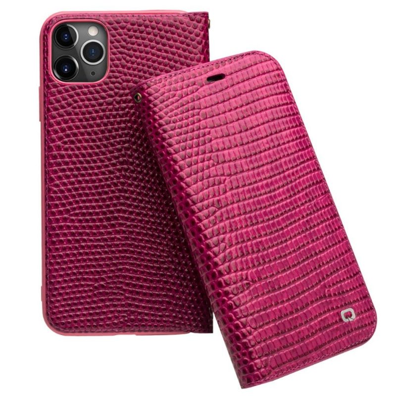 Flip Case iPhone 11 Pro Max Hemming Aitoa Nahkaa Croc-efekti