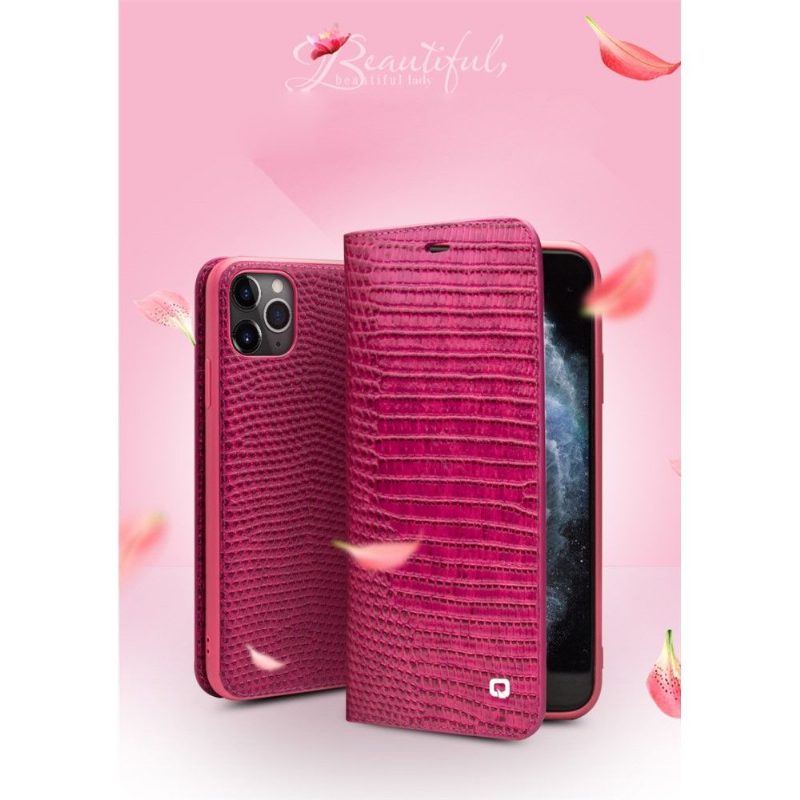 Flip Case iPhone 11 Pro Max Hemming Aitoa Nahkaa Croc-efekti