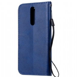 Flip Case Xiaomi Redmi Note 8 Hemming Sylvette Keinonahkaa Hihnalla