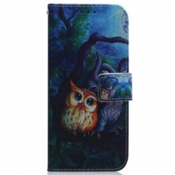 Kotelot Moto G73 5G Suojaketju Kuori Strappy Owls -maalaus