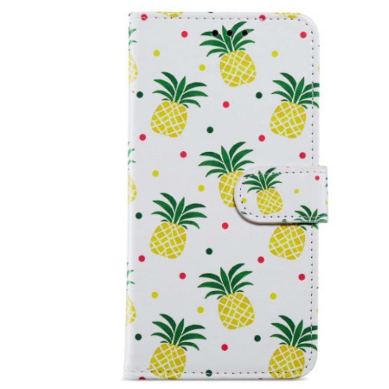 Nahkakotelo Moto G73 5G Suojaketju Kuori Strappy Ananas