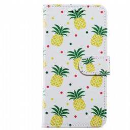 Nahkakotelo Moto G73 5G Suojaketju Kuori Strappy Ananas