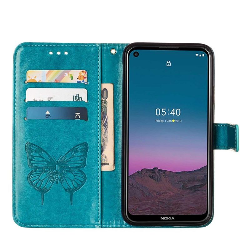 Flip Case Nokia 3.4 / Nokia 5.4 Hemming Butterfly Flower -korttikotelo