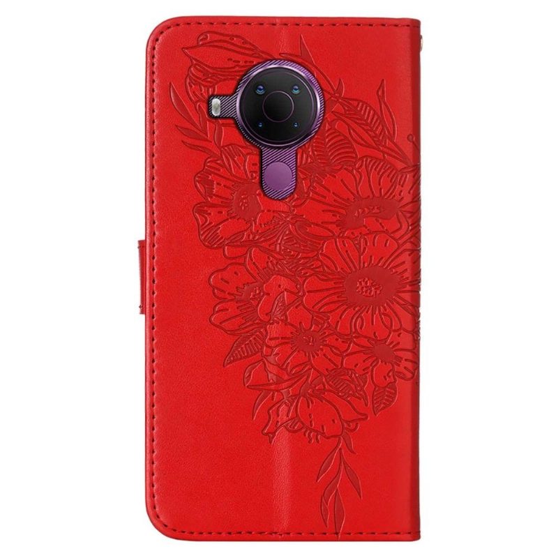 Flip Case Nokia 3.4 / Nokia 5.4 Hemming Butterfly Flower -korttikotelo