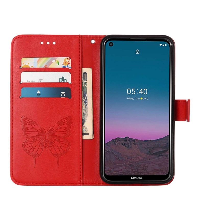 Flip Case Nokia 3.4 / Nokia 5.4 Hemming Butterfly Flower -korttikotelo