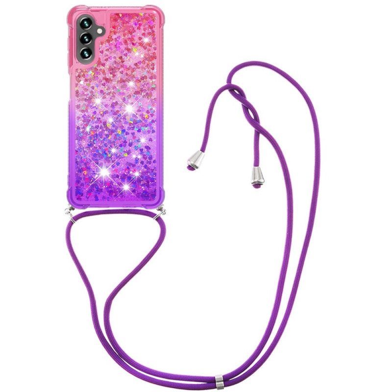 Case Samsung Galaxy A54 5G Kiristysnyörillä Glitter Silikoni Johto