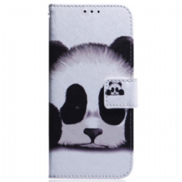 Nahkakotelo Samsung Galaxy A54 5G Suojaketju Kuori Lanyard Panda Tuuletin