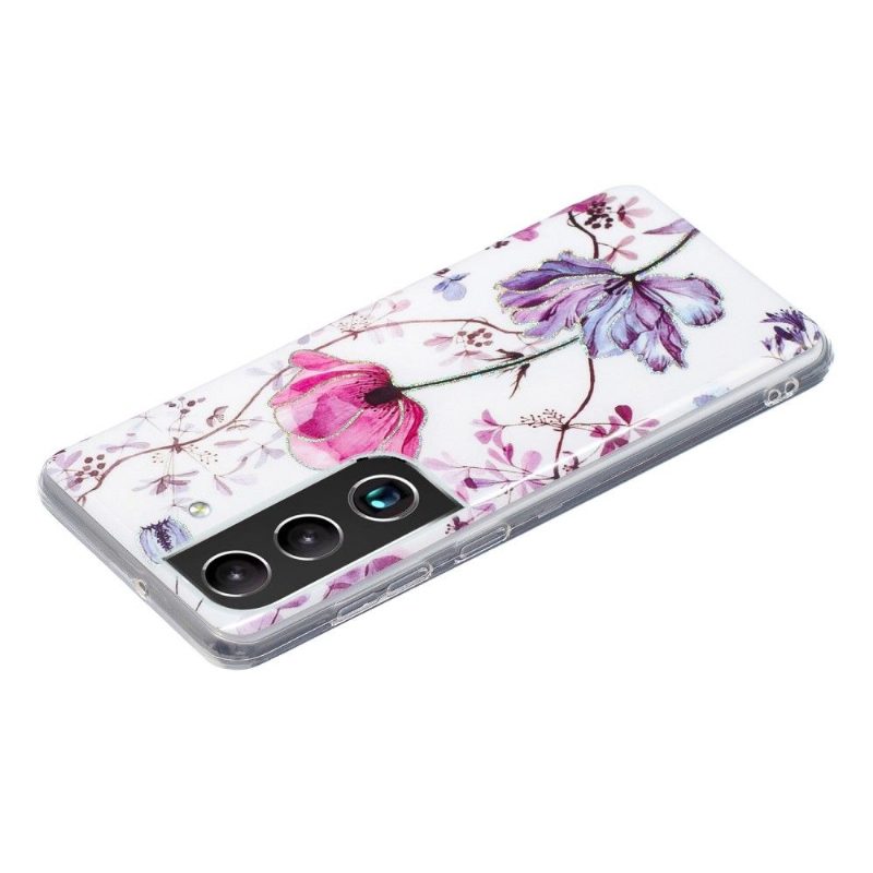 Case Samsung Galaxy S22 Plus 5G Silikonivioletti Kukka