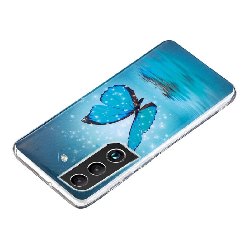 Kuori Samsung Galaxy S22 Plus 5G Suojakuori Luminous Blue Butterfly