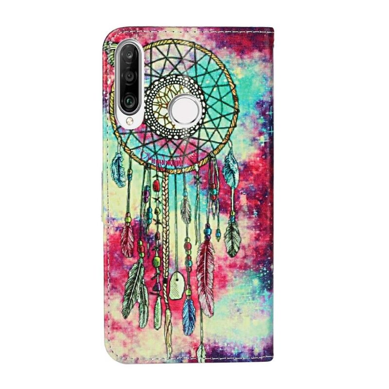 Nahkakotelo Huawei P40 Lite E Dream Catcher Musta