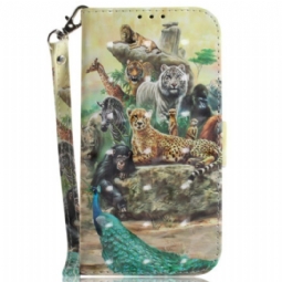 Flip Case Xiaomi Redmi Note 12 4G Suojaketju Kuori Thong Safari Animals