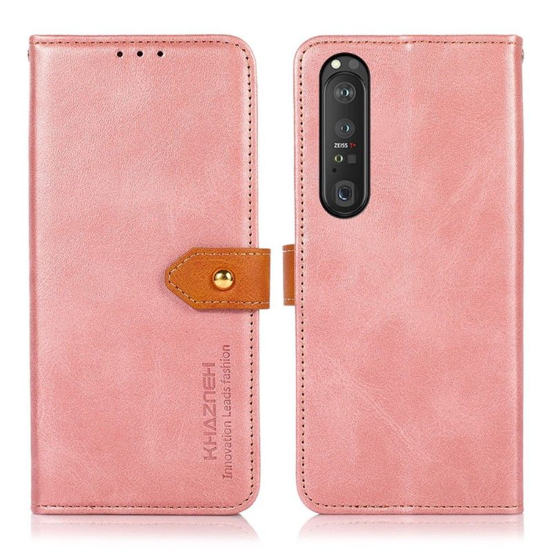 Flip Case Sony Xperia 1 III Hemming Khazneh Bicolor Keinonahka