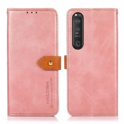 Flip Case Sony Xperia 1 III Hemming Khazneh Bicolor Keinonahka