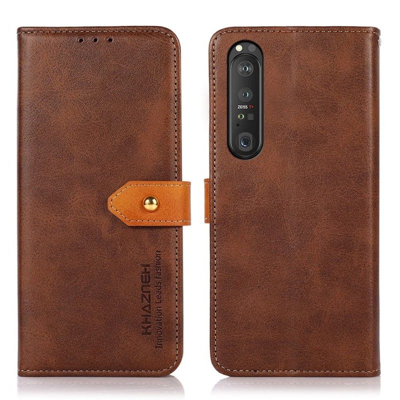 Flip Case Sony Xperia 1 III Hemming Khazneh Bicolor Keinonahka