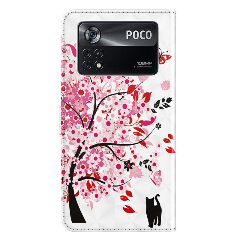 Flip Case Poco X4 Pro 5G Hemming Kukkapuu