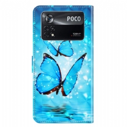 Kotelot Poco X4 Pro 5G Sparkling Blue Butterflies