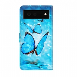 Kotelot Google Pixel 6 Alkuperäinen Sparkling Blue Butterflies