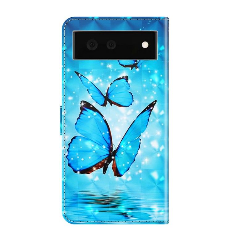 Kotelot Google Pixel 6 Alkuperäinen Sparkling Blue Butterflies