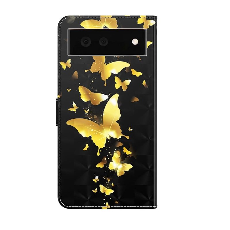 Kotelot Google Pixel 6 Golden Butterflies -kuvitus