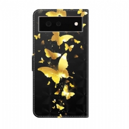 Kotelot Google Pixel 6 Golden Butterflies -kuvitus