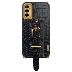 Case Samsung Galaxy M23 5G Murtumaton Puhelinkuoret Croc-efekti Hihnalla