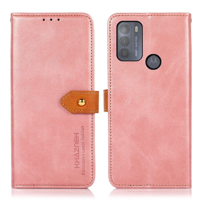 Flip Case Motorola Moto G50 Hemming Khazneh Bicolor Keinonahka