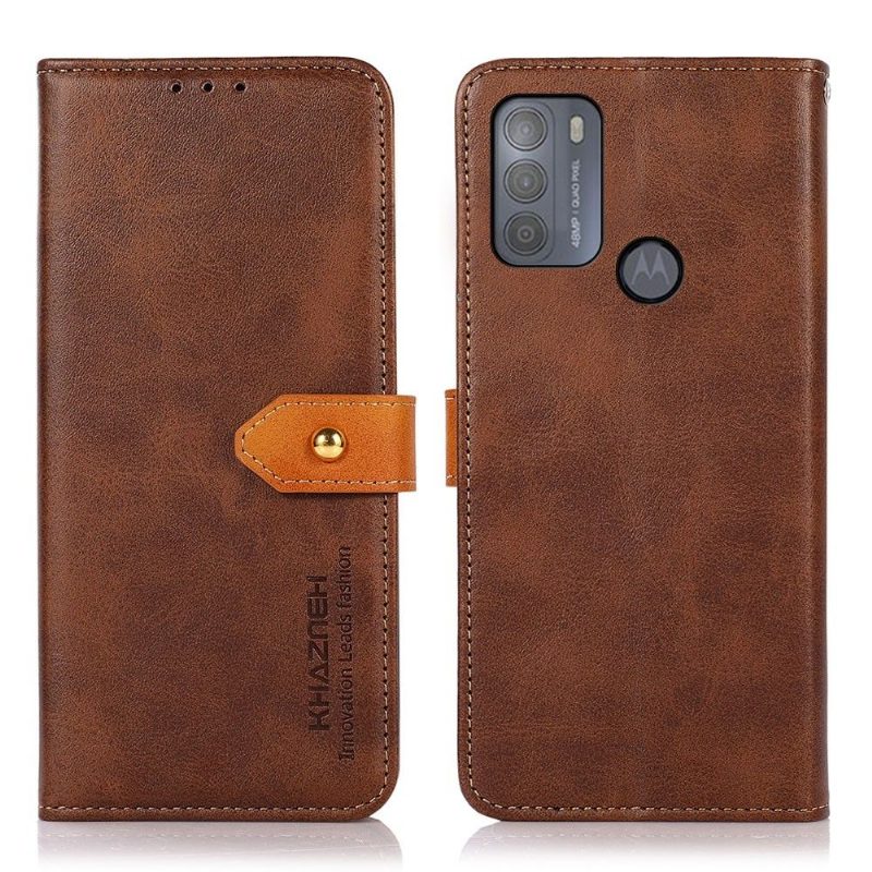 Flip Case Motorola Moto G50 Hemming Khazneh Bicolor Keinonahka