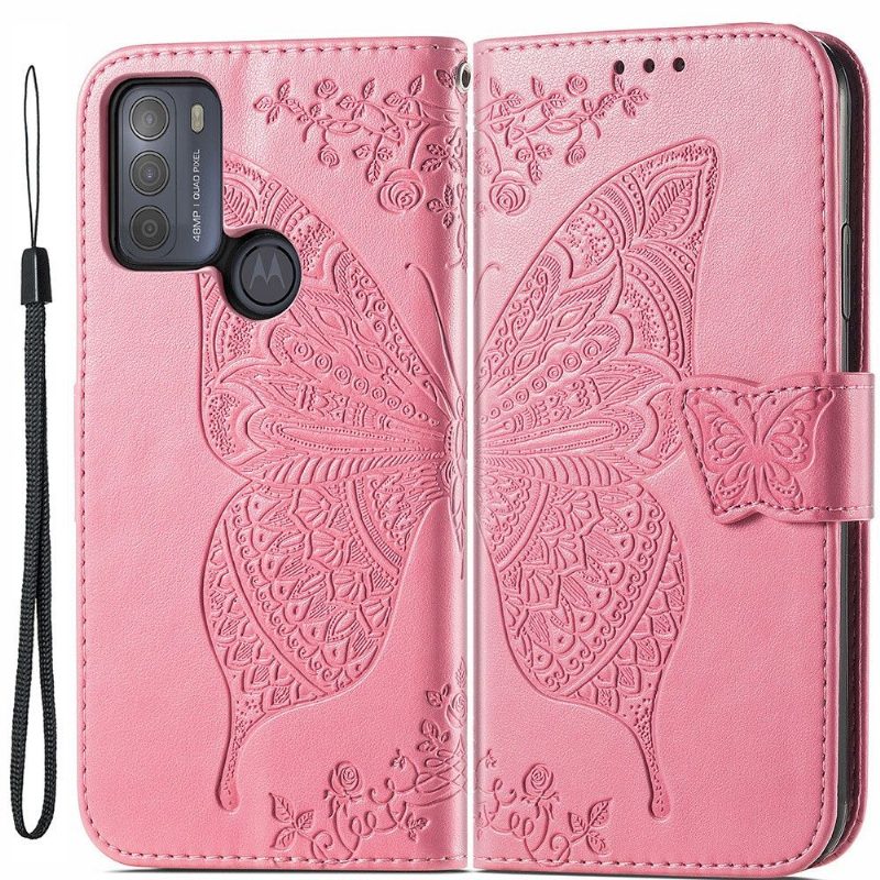 Nahkakotelo Motorola Moto G50 Butterfly Relief